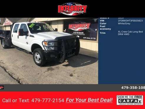 2015 Ford F350 SD XL Crew Cab Long Bed DRW White for sale in Bethel Heights, AR