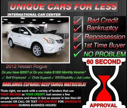 2012 Nissan Rogue * Bad Credit ? W $1500 Monthly Income OR $200 DOWN for sale in Lombard, IL