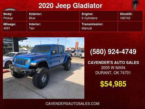 2020 Jeep Gladiator Rubicon 4x4 - cars & trucks - by dealer -... for sale in Durant, OK