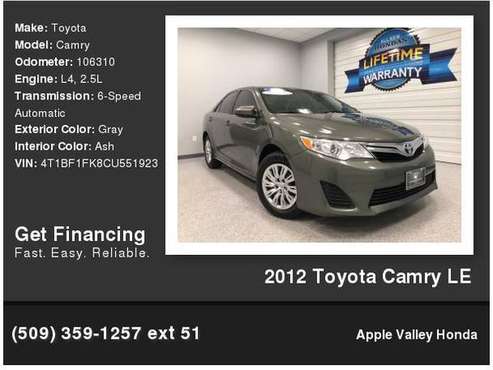 2012 Toyota Camry LE for sale in East Wenatchee, WA