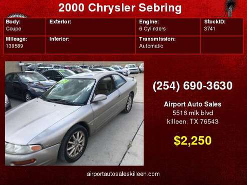 2000 Chrysler Sebring 2dr Cpe LXi for sale in Killeen, TX