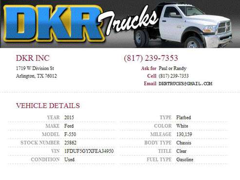 2015 Ford F-550 Reg Cab V10 Service Contractor Flatbed Work Truck for sale in Arlington, TX
