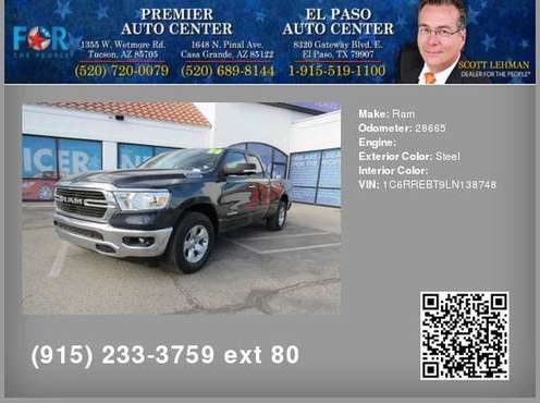 2020 Ram 1500 2WD - Payments AS LOW $299 a month 100% APPROVED... for sale in El Paso, TX