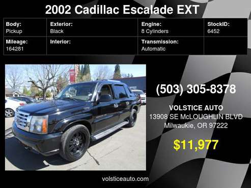 2002 Cadillac Escalade EXT 4dr AWD BLACK SUPER SHARP TRUCK ! for sale in Milwaukie, OR