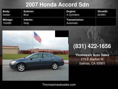 2007 Honda Accord Sdn 4dr I4 AT EX-L - - by dealer for sale in Salinas, CA