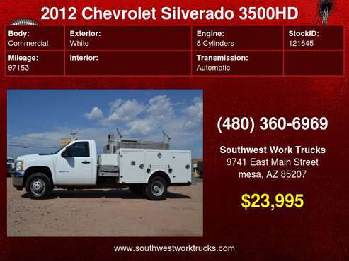 2012 Chevrolet Silverado 3500HD 2WD Reg Cab Dually Service Utility... for sale in mesa, TX