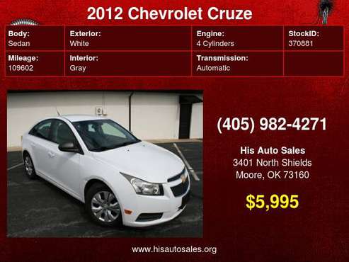 2012 Chevrolet Cruze 4dr Sdn LS - - by dealer for sale in MOORE, OK