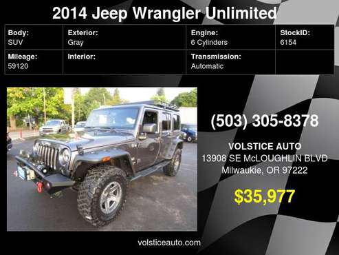 2014 Jeep Wrangler Unlimited 4X4 4dr SAHARA *GRAY* 59K LOTS OF... for sale in Milwaukie, OR