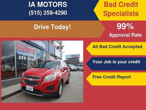 2015 CHEVROLET TRAX LT *FR $499 DOWN GUARANTEED FINANCE AWD... for sale in Des Moines, IA