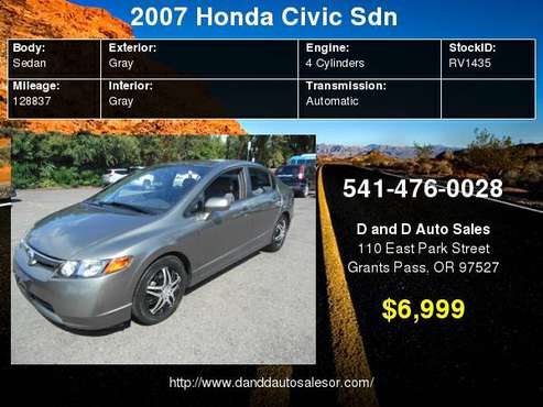 2007 Honda Civic Sdn 4dr AT LX D AND D AUTO for sale in Grants Pass, OR