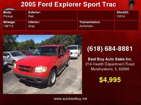 2005 Ford Explorer Sport Trac XLT 4dr Crew Cab SB RWD Call for Steve... for sale in Murphysboro, IL