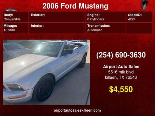 2006 Ford Mustang 2dr Conv - cars & trucks - by dealer - vehicle... for sale in Killeen, TX
