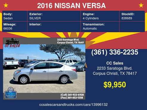 2016 NISSAN VERSA S - - by dealer - vehicle automotive for sale in Corpus Christi, TX