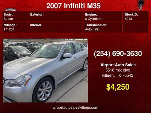 2007 INFINITI M35 4dr Sdn RWD - cars & trucks - by dealer - vehicle... for sale in Killeen, TX