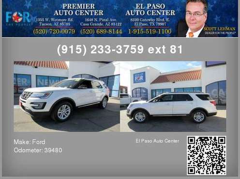 2017 Ford Explorer - Payments AS LOW $299 a month 100% APPROVED... for sale in El Paso, TX