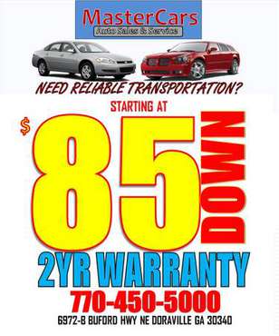 GET A CAR WITHIN YOUR BUDGET www.85down.com for sale in Atlanta, GA