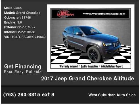 2017 Jeep Grand Cherokee Altitude - cars & trucks - by dealer -... for sale in Buffalo, MN