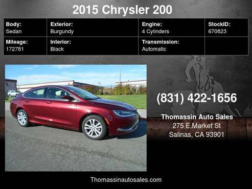 2015 Chrysler 200 4dr Sdn Limited FWD - cars & trucks - by dealer -... for sale in Salinas, CA