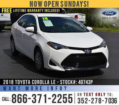 ‘18 Toyota Corolla LE *** Touchscreen, Cruise Control, Bluetooth ***... for sale in Alachua, FL