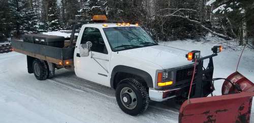 Chevy K3500 4x4 Dually Flat-bed with Boss V-Plow *1-Owner, 51k... for sale in Anchorage, AK