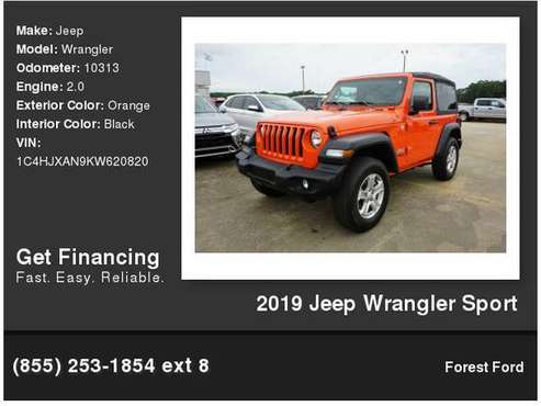 2019 Jeep Wrangler Sport - cars & trucks - by dealer - vehicle... for sale in Forest, MS
