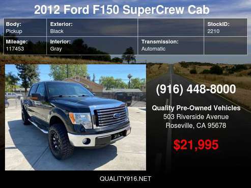 2012 Ford F150 SuperCrew Cab XLT Pickup 4D 5 1/2 ft BEST PRICES for sale in Roseville, NV