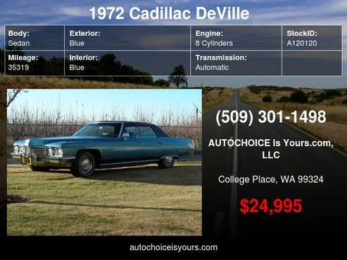 1972 Cadillac DeVille - cars & trucks - by dealer - vehicle... for sale in College Place, CA