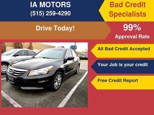2012 HONDA ACCORD EX-L *FR $499 DOWN GUARANTEED FINANCE *EVERYONE IS... for sale in Des Moines, IA