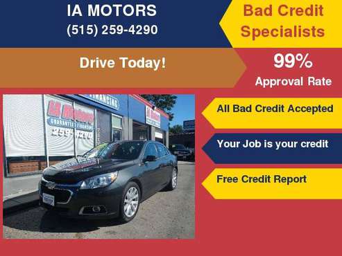 2015 CHEVROLET MALIBU 2LT *FR $499 DOWN GUARANTEED FINANCE *EVERYONE... for sale in Des Moines, IA