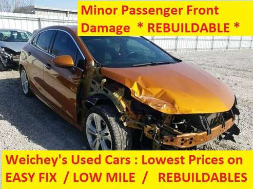 2017 Chevy Cruze RS Premier Hatchback LOW MILE E - Z Fix Rebuildable for sale in Fenelton, PA