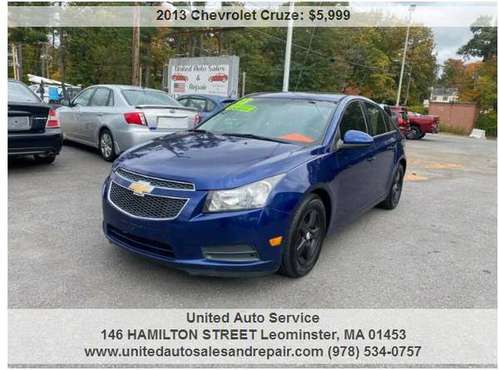 2013 Chevrolet Cruze 1LT Auto 4dr Sedan w/1SD HAS ONLY 121K MILES -... for sale in leominster, MA