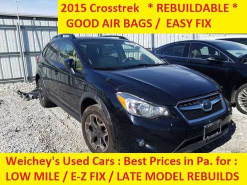 2015 Subaru Crosstrek LOW MILE E-Z FIX GOOD AIR BAGS Rebuildable for sale in Fenelton, PA