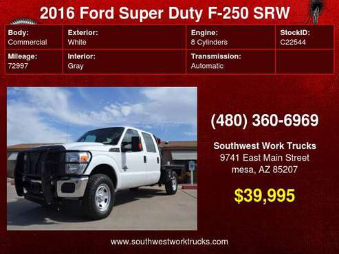 2016 Ford Super Duty F-250 SRW 4WD Crew Cab Flat Bed Work Truck for sale in mesa, TX