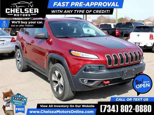 318/mo - 2016 Jeep Cherokee Trailhawk 4WD! 4 WD! 4-WD! - Easy for sale in Chelsea, MI