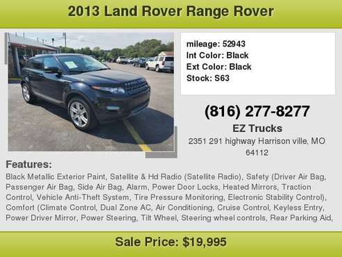 2013 LAND ROVER RANGE ROVER EVOQUE PURE Over 180 Vehicles for sale in Harrisonville, MO
