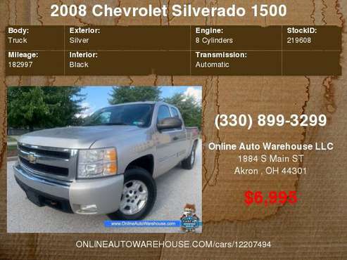 2008 *Chevrolet Silverado* 1500 5.3 VORTEC 4X4 EXT CAB SHORT BED 182K for sale in Akron, OH