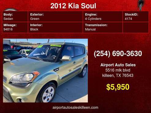 2012 Kia Soul 5dr Wgn 5 Speed! Low Miles! - cars & trucks - by... for sale in Killeen, TX