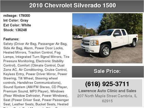 2010 Chevrolet Silverado 1500 4WD Ext Cab 143.5" LTZ for sale in Cambria, IL
