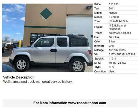 2011 Honda Element LX AWD 4dr SUV 155187 Miles - cars & trucks - by... for sale in Villa Park, IL