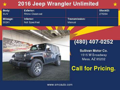 2016 Jeep Wrangler Unlimited for sale in Mesa, AZ