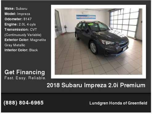 2018 Subaru Impreza 2.0i Premium - cars & trucks - by dealer -... for sale in Greenfield, MA