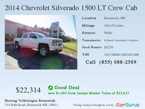 2014 Chevrolet Silverado 1500 LT Crew Cab 4WD for sale in BRUNSWICK, ME