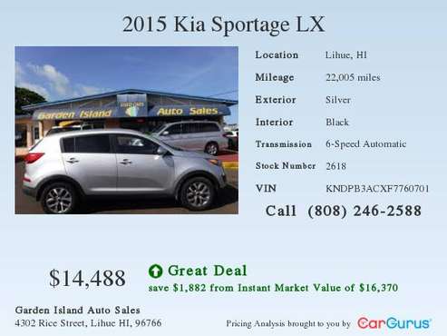 2015 KIA SPORTAGE New OFF ISLAND Arrival One Owner SHOP COMPARE!@ for sale in Lihue, HI
