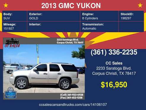 2013 GMC YUKON DENALI - - by dealer - vehicle for sale in Corpus Christi, TX