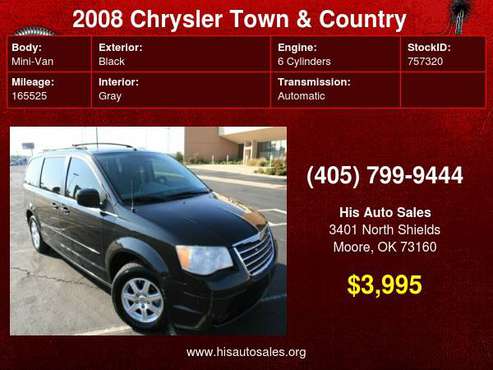 2008 Chrysler Town & Country 4dr Wgn Touring - cars & trucks - by... for sale in MOORE, OK