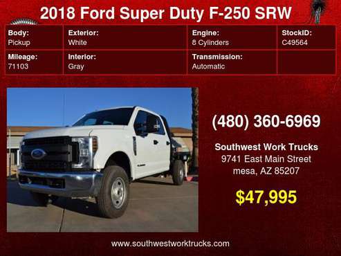2018 Ford Super Duty F-250 SRW XL 4WD Crew Cab 8' Box - cars &... for sale in mesa, TX