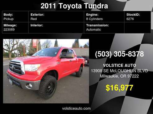 2011 Toyota Tundra 4X4 Truck Dbl Cab 5 7L V8 AT RED LIFTED WHEELED for sale in Milwaukie, OR
