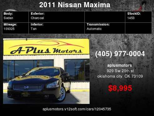 2011 Nissan Maxima 3.5 S 4dr Sedan for sale in Oklahoma City, OK