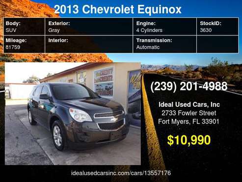 2013 Chevrolet Equinox FWD 4dr LS with Tires, P225/65R17 all-season,... for sale in Fort Myers, FL