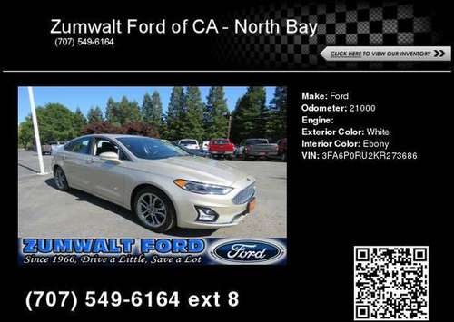 2019 Ford Fusion Hybrid Titanium - cars & trucks - by dealer -... for sale in St Helena, CA